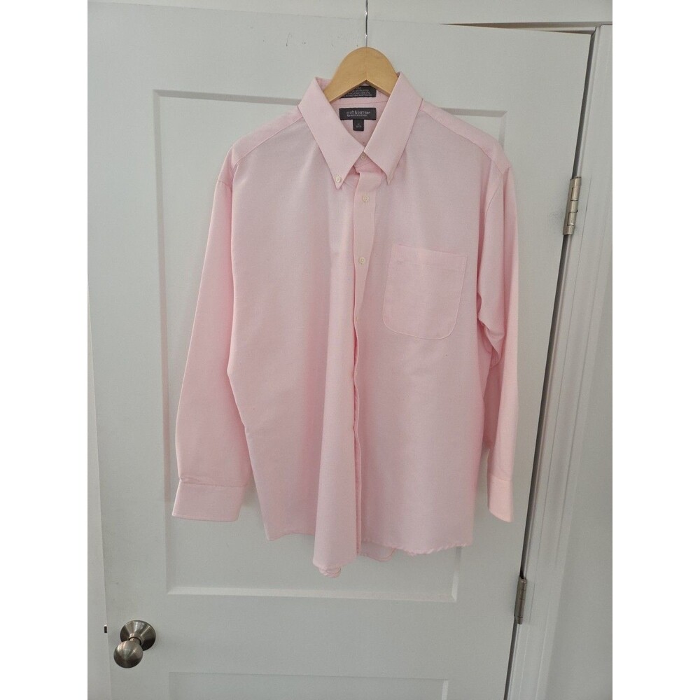 #108 Croft & Barrow Men's beige solid button up dress shirt 17 32/33